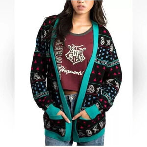 NWT Bioworld Harry Potter Hogwarts House Holiday Cardigan Sz L & XL